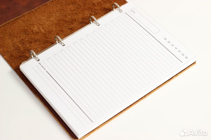 Ежедневник А5 на кольцах. Ручная работа. Нат.кожа
