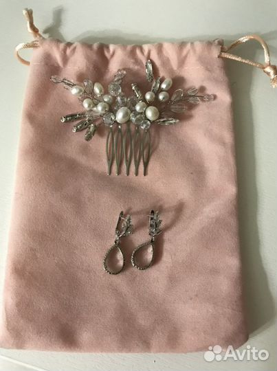 Серьги и заколка для свадьбы