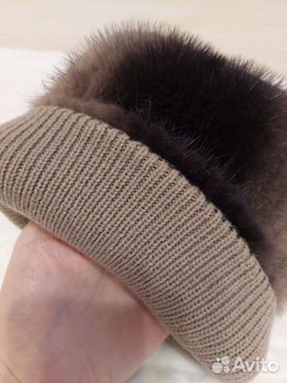 Шапка норковая вязаная