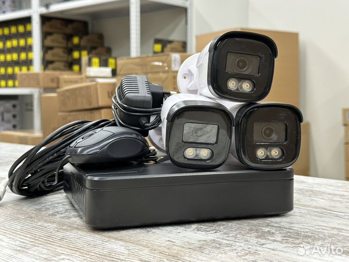 Комплект видеонаблюдения 3 камеры