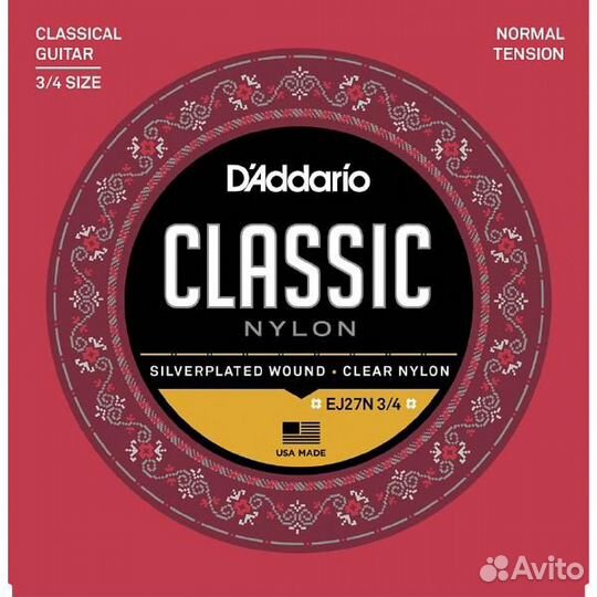 Струны для классической гитары D'Addario EJ27N 3/4