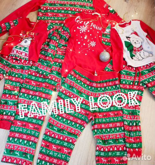 Новогодние пижамы, слипы, семейный family look