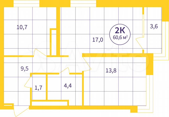 2-к. квартира, 58,8 м², 15/25 эт.