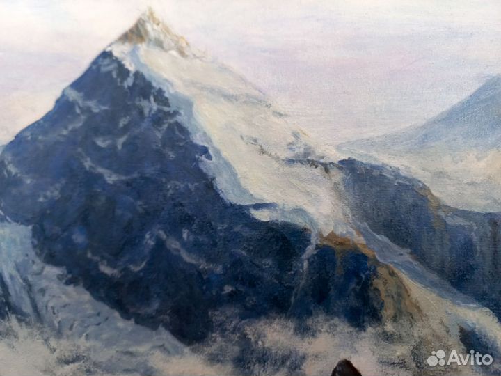 Картина акрилом на холсте 40х60см. Горный пейзаж