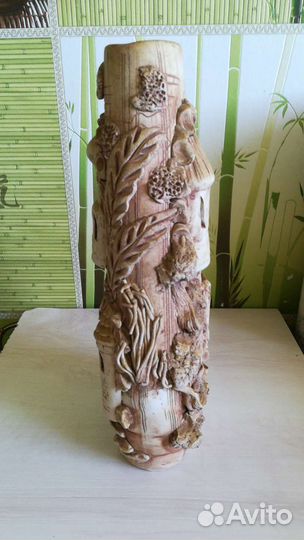 Ваза белая глина лепнина, ручная работа