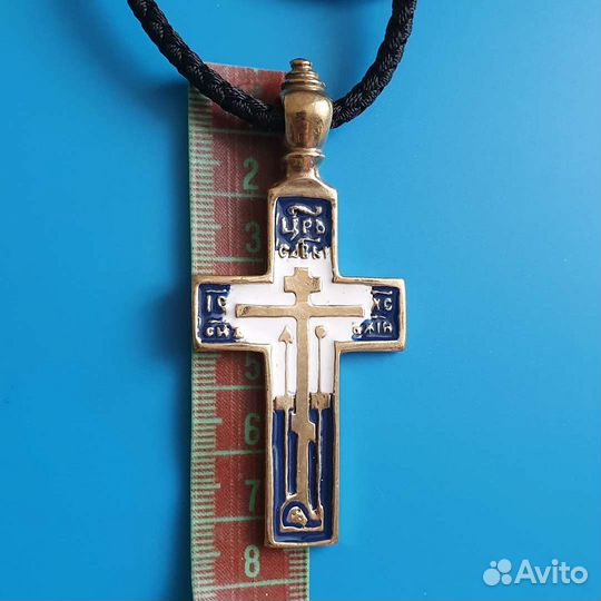 Большой крест латунь, эмаль копия креста 19 в