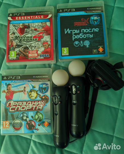 Комплект 2 Ps Move Playstation 3 + игры + камера