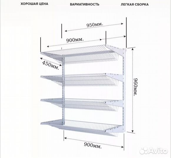 Полка для гардеробеой системы