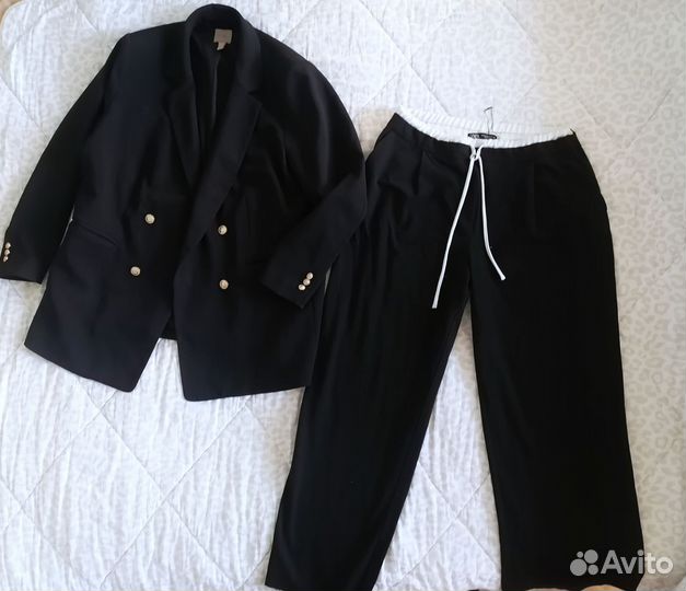 Пиджак + брюки чёрный комплект XL