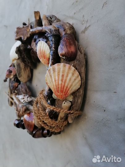 Венок интерьерный, дрифтвуд, плавник, d 20 см