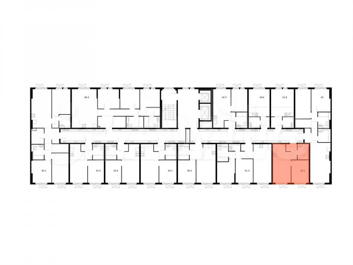 2-к. квартира, 34,2 м², 10/15 эт.