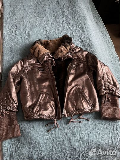 Дубленка натуральная винтажная женская короткая