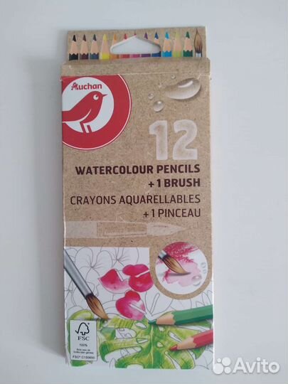 Акварельные карандаши 12 шт и кисть