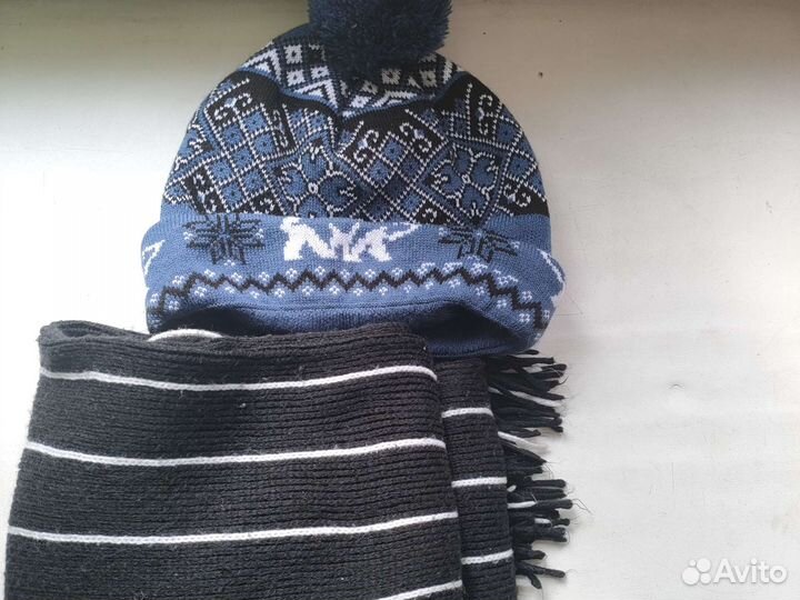 Комплект шапка и шарф мужской