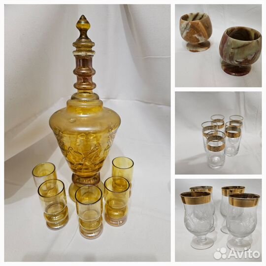 Графин-стаканы-тарелки-часы