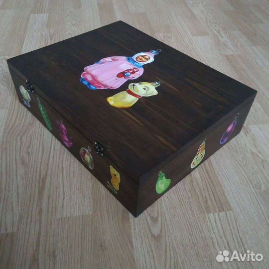 Деревянный ящик для хранения ёлочных игрушек
