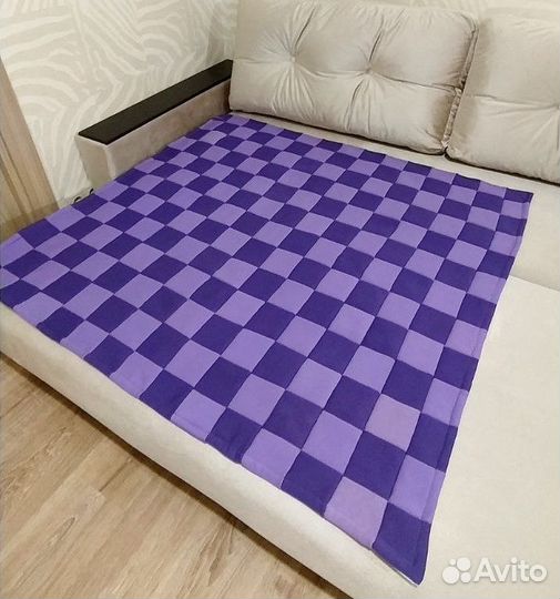 Летнее одеяло Плед для детей Сиреневые шашечки