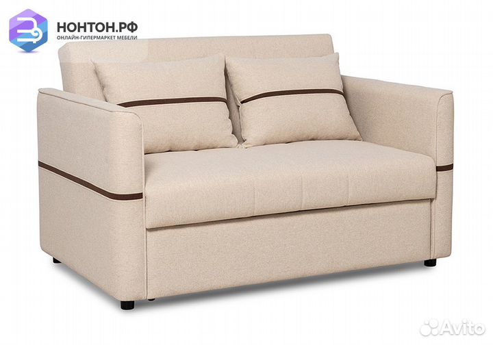 Диван дельфин Рон бежевый / темно-коричневый