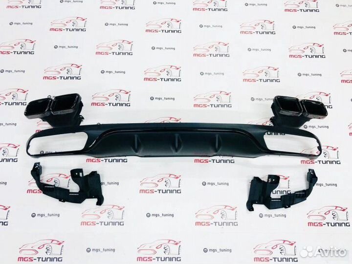 Диффузор с насадками E63 не AMG Пакет Black w213