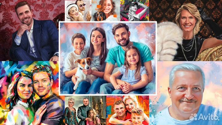 Портрет по фото на холсте. Изготовление 1-4 дня