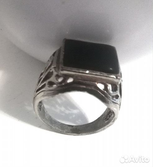 Перстень/кольцо - серебряное с чёрным камнем