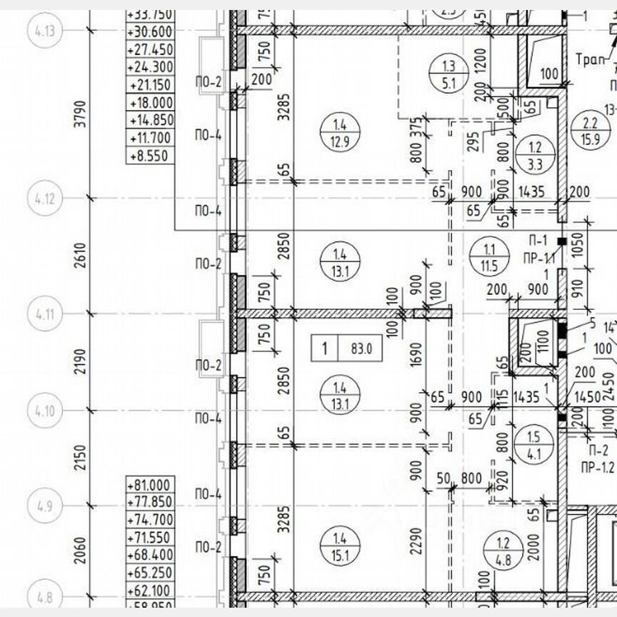 4-к. квартира, 83 м², 7/32 эт.
