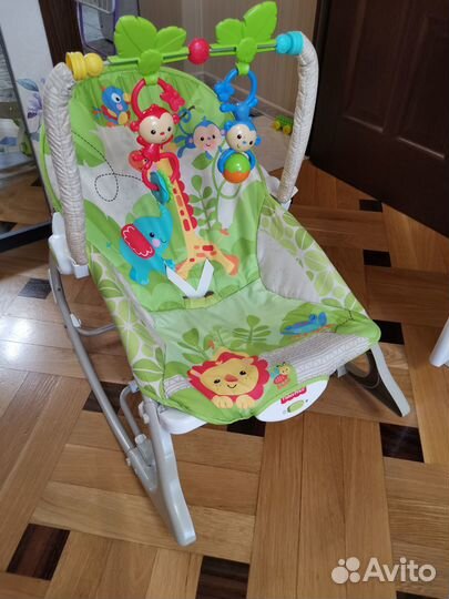 Кресло шезлонг качели детские Fisher Price