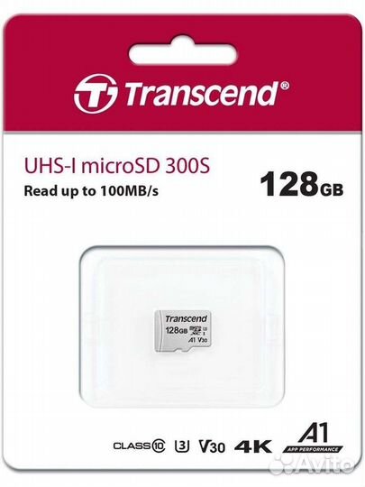 Карта памяти Micro sdxc 128gb Transcend C10 U3