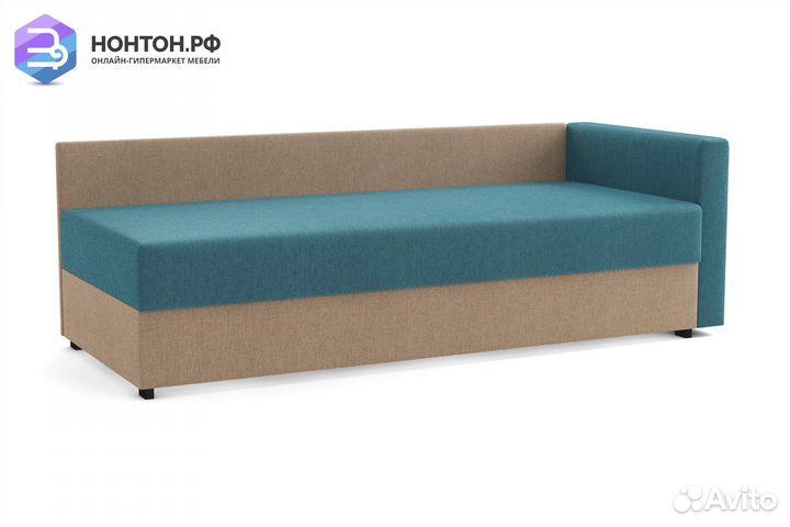 Диван Мальта синий / темно-бежевый