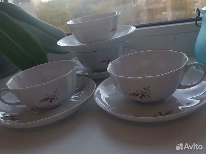 Фарфор Дулево чайные пары тарелочка сирень