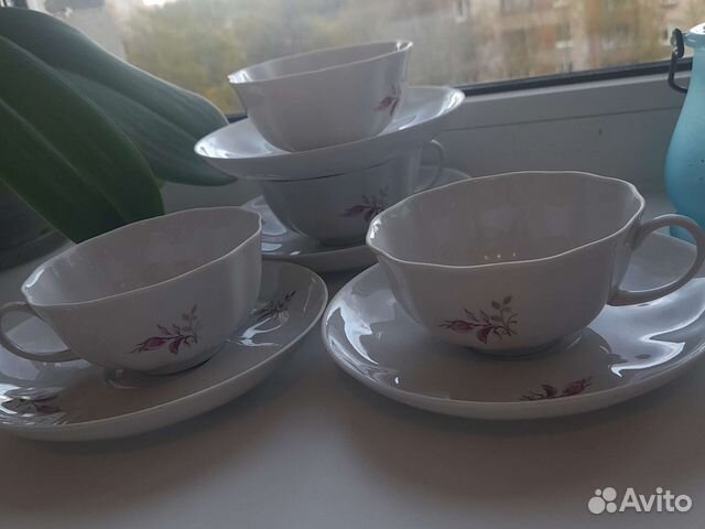 Фарфор Дулево чайные пары тарелочка сирень