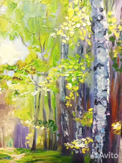 Картина маслом на холсте.,Берёзовая роща
