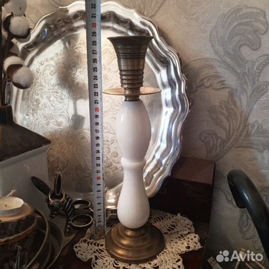 Подсвечник мрамор латунь