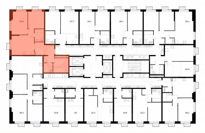 2-к. квартира, 65,6 м², 12/21 эт.