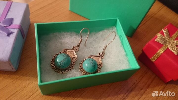 Серьги бирюза, серебро
