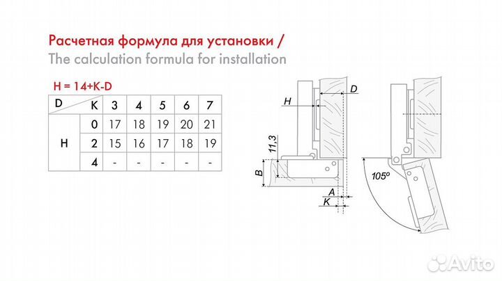 Петля накладная с доводчиком с эксцентриком H306A0
