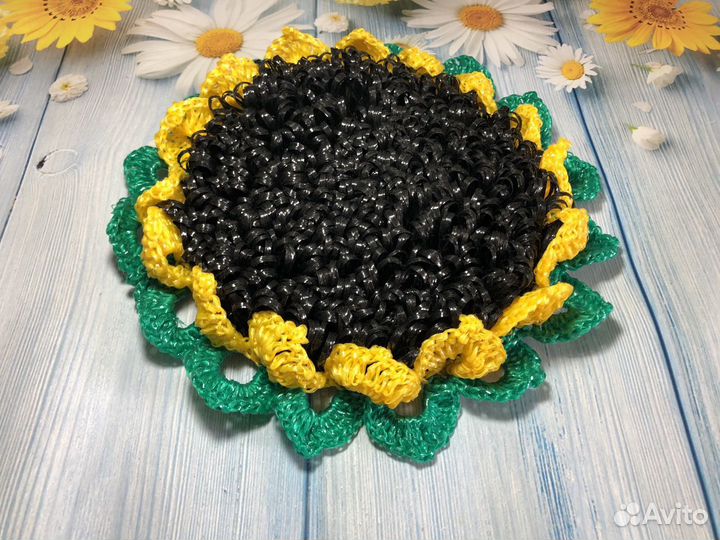 Круглые мочалки «Подсолнух и цветок»