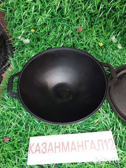 Кастрюля чугунная с крышкой сковородой 6 лит