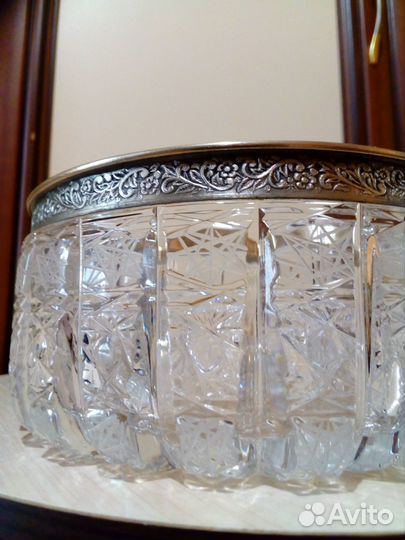 Новая конфетница СССР, хрусталь + мельхиор