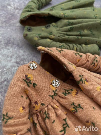 Платье бежево-розовое для куклы Блайз. Фланель