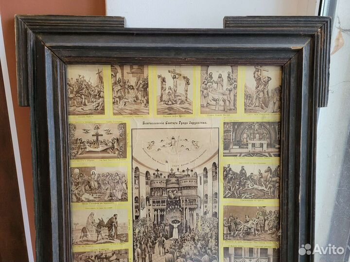 Старая литография в раме