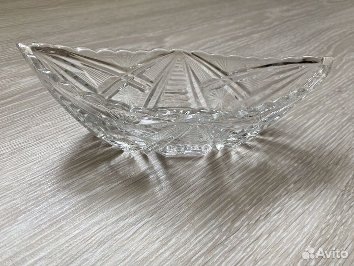 Хрустальная конфетница СССР Ладья