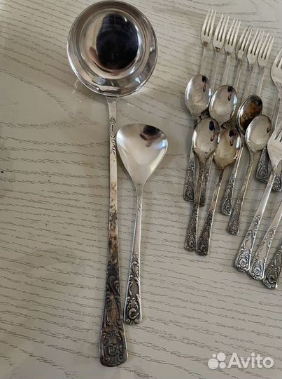 Набор столовых приборов СССР посеребренный