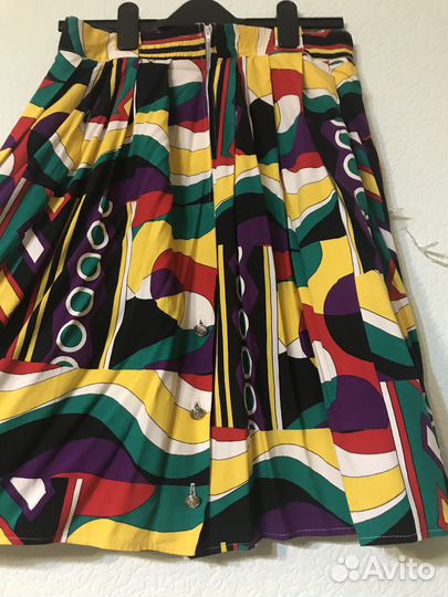 Винтажная цветная хлопковая юбка миди, цветная