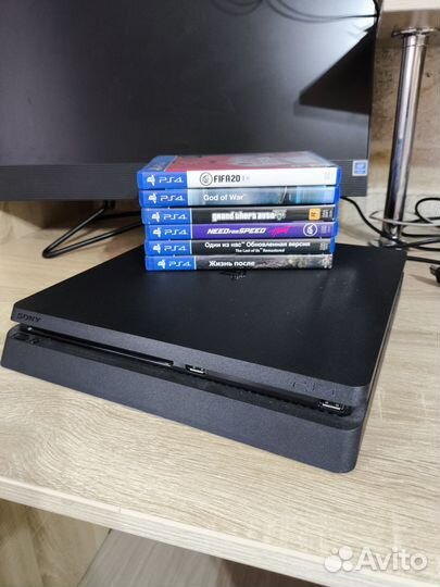 Sony playstation 4 slim 800гб + диски