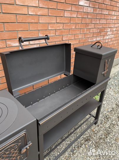 Мангал с коптильней печь под казан