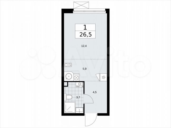 Квартира-студия, 26,5 м², 2/18 эт.