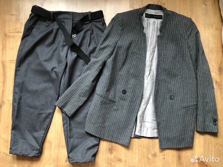 Пиджак Zara с шерстью, брюки H&M Uniqlo в тон