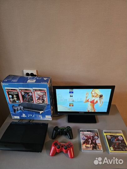 Sony playstation 3 super slim 500gb прошитая+игры