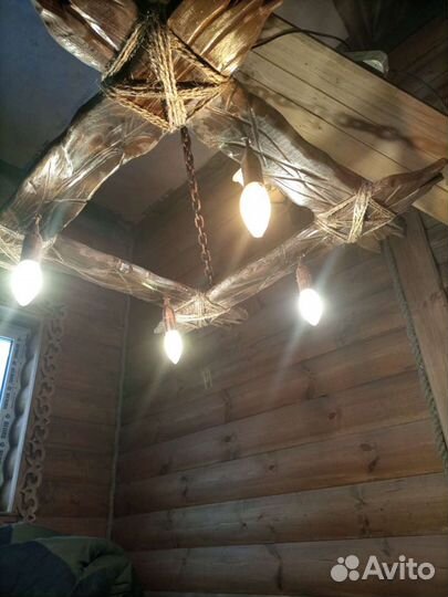 Люстра в рустикальном стиле для бани, беседки